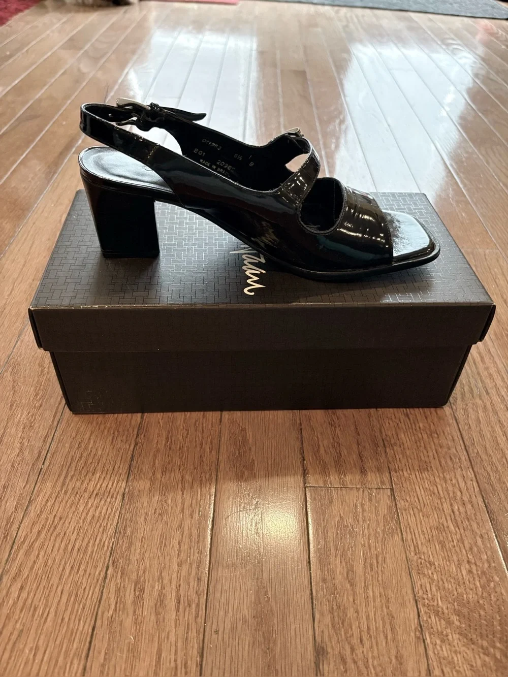 Patent Leather Black Block Heel Slingback Sandals by Cole Haan